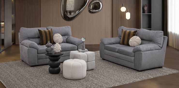 Sala Balam Gris Acero 2 Piezas