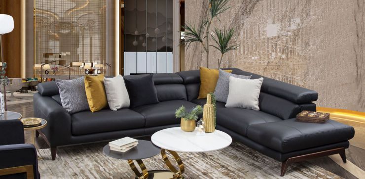 Sala Modular Derecha Piel Twin Negro (Boal)