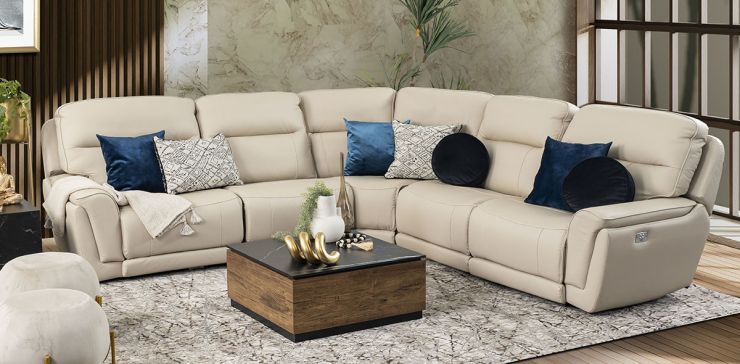 Sala Modular Con Reclinables Eléctricos Piel Darno Toffee (Boal)