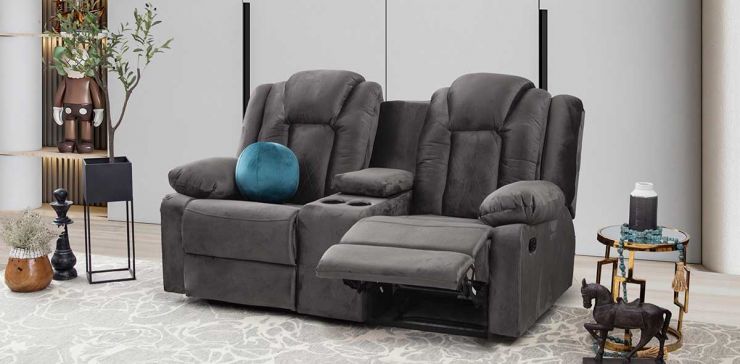 Sofá 2 Plazas Reclinable Nairobi Gris