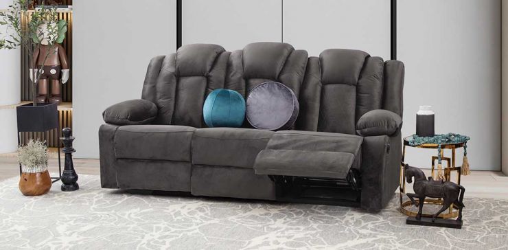 Sofá 3 Plazas Reclinable Nairobi Gris