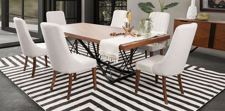 Comedor Rectangular 240 Cm Piastri Beige 7 Piezas