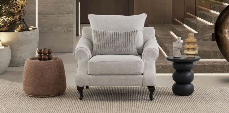 Sillón James Fiora Ecru Blanco