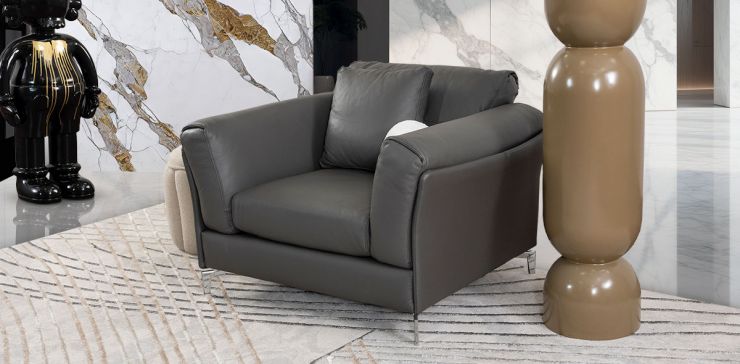 Sillón Piel Kenai CL Gris (Boal)