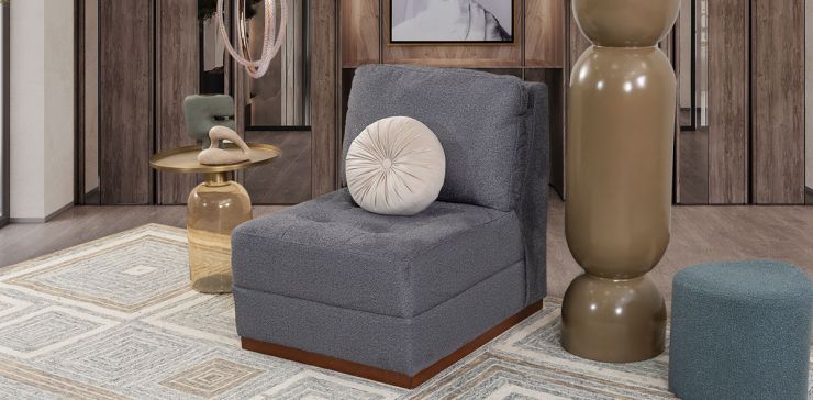 Sillón Sin Brazos Tifany Plus Gris Smoke