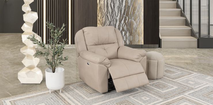 Sillón Con Reclinable Eléctrico Prescot Air Beige