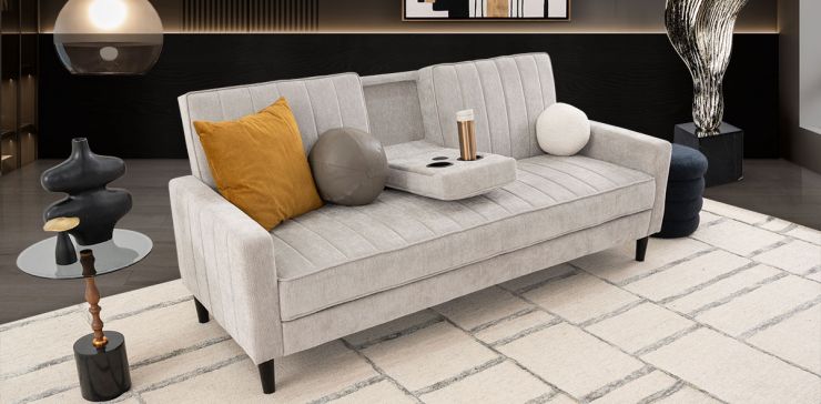 Sofá Cama Con Consola Lumo Gris