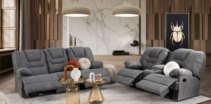 Sala Reclinable Malibu New Gris