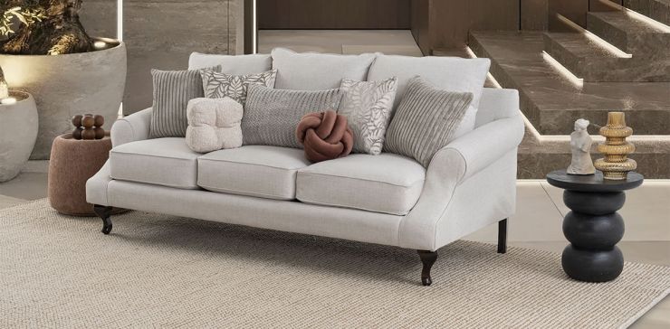 Sofá 3 Plazas James Fiora Ecru Blanco