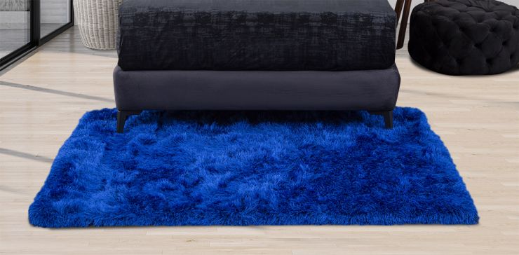 Tapete Decorativo 180x120 Cm Shaggy Azul Rey