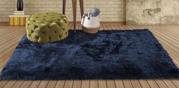 Tapete Decorativo 230x160 Cm Shaggy Azul Navy