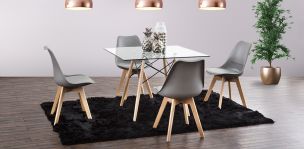 Comedor Cuadrado Atlas Con Sillas Arthus Gris 5 Piezas