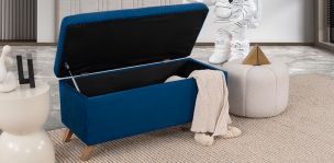 Banca Baúl Terciopelo Rod New Azul Marino