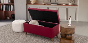 Banca Baúl Terciopelo Rod New Rojo