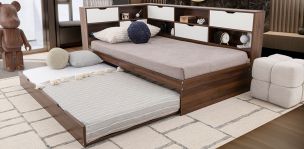 Cama Individual Con Cama Baja Individual Tian Café Nogal