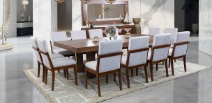 Comedor Rectangular 260 Cm Creta Blanco Winter 7 Piezas
