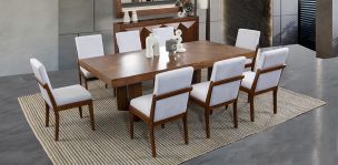 Comedor Rectangular 240 Cm Creta Blanco Winter 9 Piezas