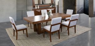Comedor Rectangular 240 Cm Creta Blanco Winter 7 Piezas