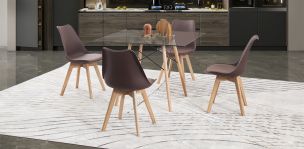 Comedor Cuadrado Atlas Con Sillas Arthus Café 5 Piezas