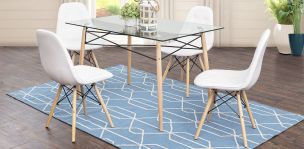 Comedor Rectangular Atlas Con Sillas Angun Blanco 5 Piezas