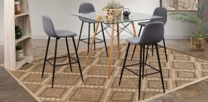 Comedor Bar Cuadrado Atlas Con Bancos Arlo Gris 5 Piezas