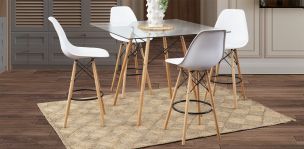 Comedor Bar Cuadrado Atlas Con Bancos Blanco 5 Piezas