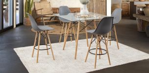 Comedor Bar Cuadrado Atlas Con Bancos Gris 5 Piezas