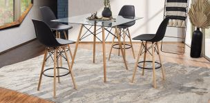 Comedor Bar Cuadrado Atlas Con Bancos Negro 5 Piezas