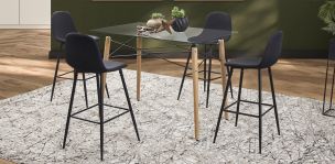 Comedor Bar Rectangular Atlas Con Bancos Arlo Negro 5 Piezas