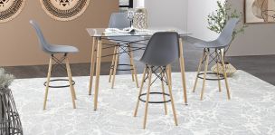 Comedor Bar Rectangular Atlas Con Bancos Gris 5 Piezas