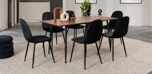 Comedor Con Extensión Camargo Negro 7 Piezas