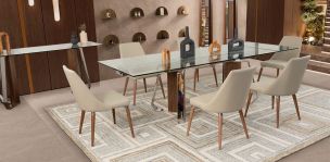 Comedor Con Extensión Boscoli Beige 7 Piezas