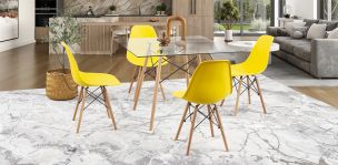 Comedor Cuadrado Atlas Con Sillas Amarillo 5 Piezas