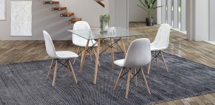 Comedor Cuadrado Atlas Con Sillas Angun Blanco 5 Piezas