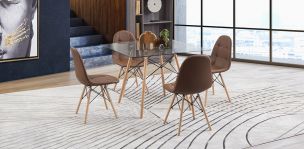 Comedor Cuadrado Atlas Con Sillas Angun Café 5 Piezas