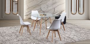 Comedor Cuadrado Atlas Con Sillas Arthus Blanco 5 Piezas