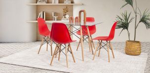 Comedor Cuadrado Atlas Con Sillas Rojo 5 Piezas