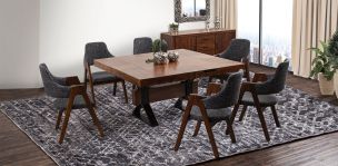 Comedor Cuadrado 150 Cm Estocolmo Gris 7 Piezas