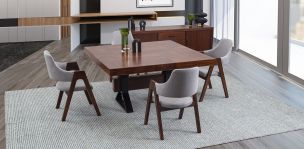 Comedor Cuadrado 150 Cm Estocolmo Plata 5 Piezas