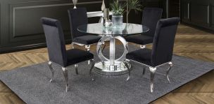 Comedor Redondo Genesis Con Sillas Elenor Negro 5 Piezas