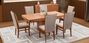 Comedor Rectangular Margot Beige 7 Piezas