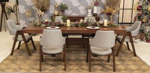 Comedor Rectangular 240 Cm Estocolmo Beige 7 Piezas