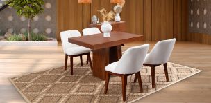 Comedor Odette 120 Cm Con Sillas Olaf PL Arena 5 Piezas
