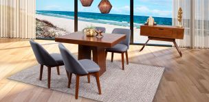 Comedor Odette 120 Cm Con Sillas Olaf PL Gris 5 Piezas