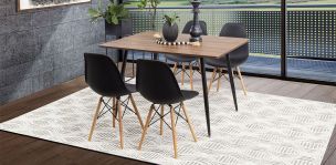 Comedor Rectangular Marla Con Sillas Atlas Negro 5 Piezas
