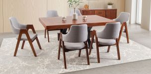 Comedor Rectangular 180 Cm Estocolmo Plata 7 Piezas