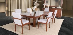 Comedor Rectangular 240 Cm Creta Blanco Winter 7 Piezas