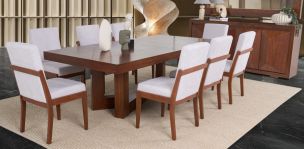 Comedor Rectangular 240 Cm Creta Blanco Winter 9 Piezas