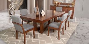 Comedor Rectangular 240 Cm Creta Gris Charcoal 7 Piezas