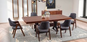 Comedor Rectangular 240 Cm Estocolmo Gris 7 Piezas